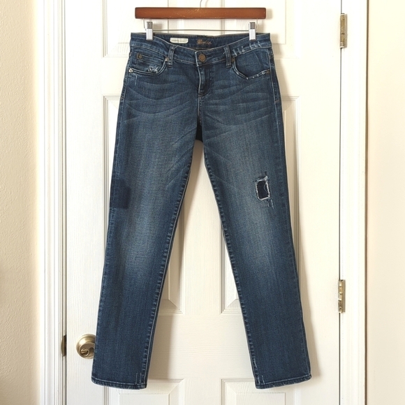 Kut from the Kloth Catherine Mid Rise Dark Wash Slim Fit Boyfriend Denim Jeans 4 - Picture 1 of 16